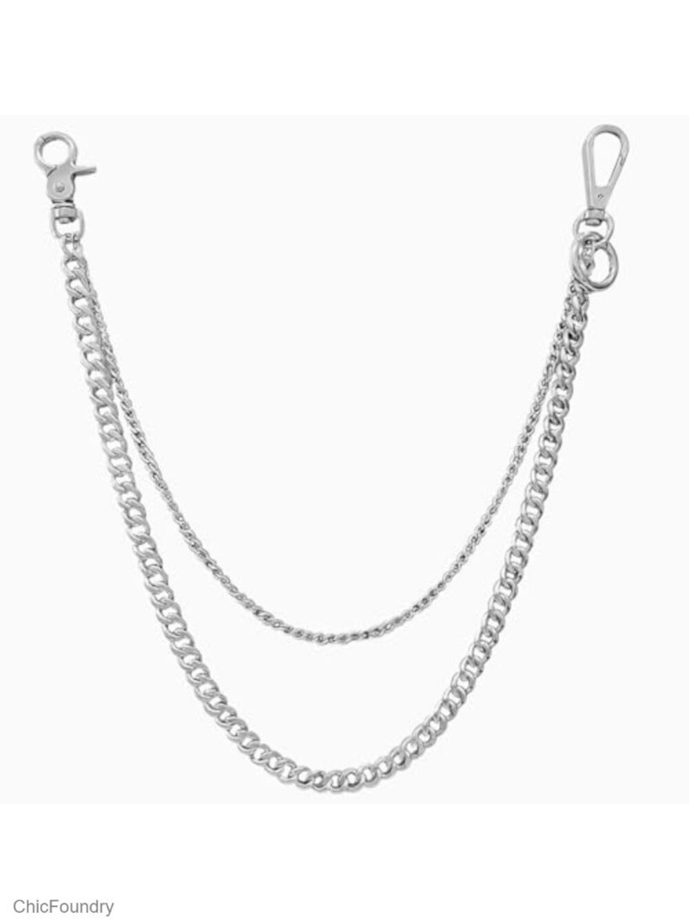 Unisex Goth Punk Double Layer Wallet Chain, Titanium Alloy Stainless Steel